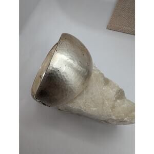 Brighton Wide Dome Hammered Silver Tone Hinged Cuff Bracelet "Show Love"